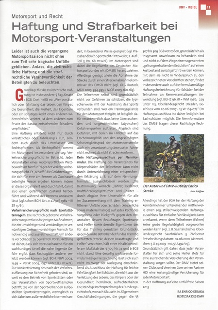 Haftung und Strafbarkeit bei Motorsport-Veranstaltungen